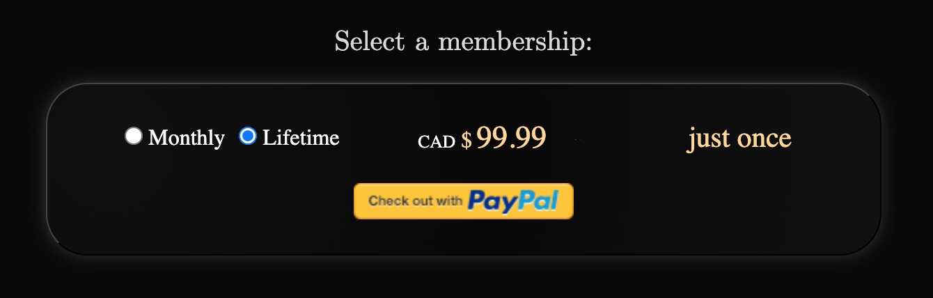 A membership in the cart