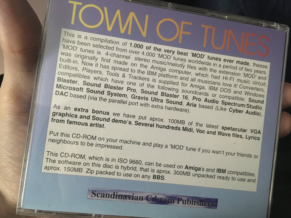 The back of Town of Tunes describes the large amount of music contained on the disc.